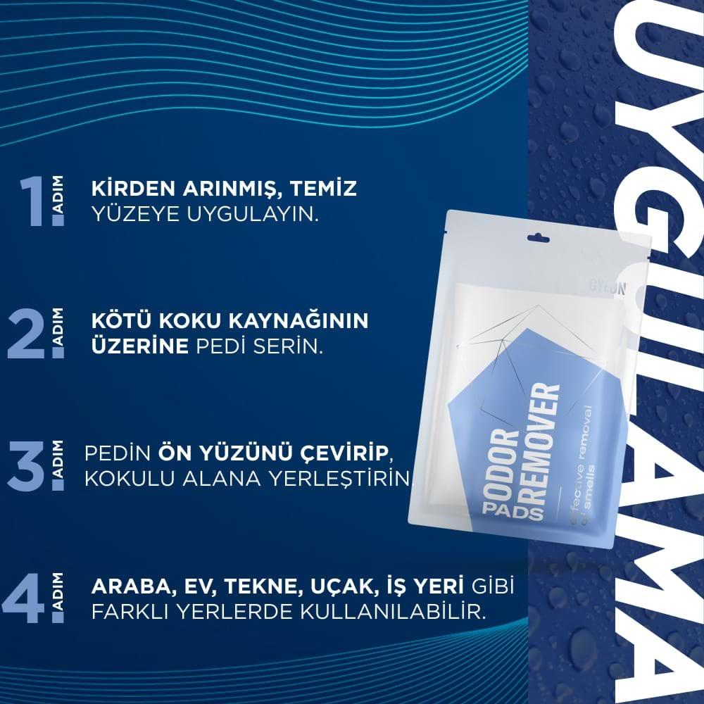 GYEON Q²M OdorRemover Pads Kötü Koku Giderici Ped - 4'lü Paket -Çok Amaçlı Koku Giderici