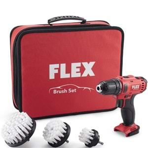 FLEX Pasta Cila Vidalama ve Temizlik Fırça Seti - PXE80 Mini Polisaj, DD 2G Şarjlı Matkap,3lü Fırça