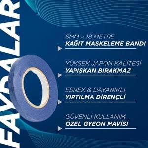 GYEON Q²M MaskingTape Maskeleme Bandı 6 mm x 18 metre - 20'li Paket -İz Yapışkan Bırakmaz