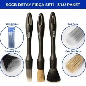 SGCB Detaylı Temizlik 3’lü Fırça Seti – Araç İçi Dış Detay Fırçası Takımı | SGGD421