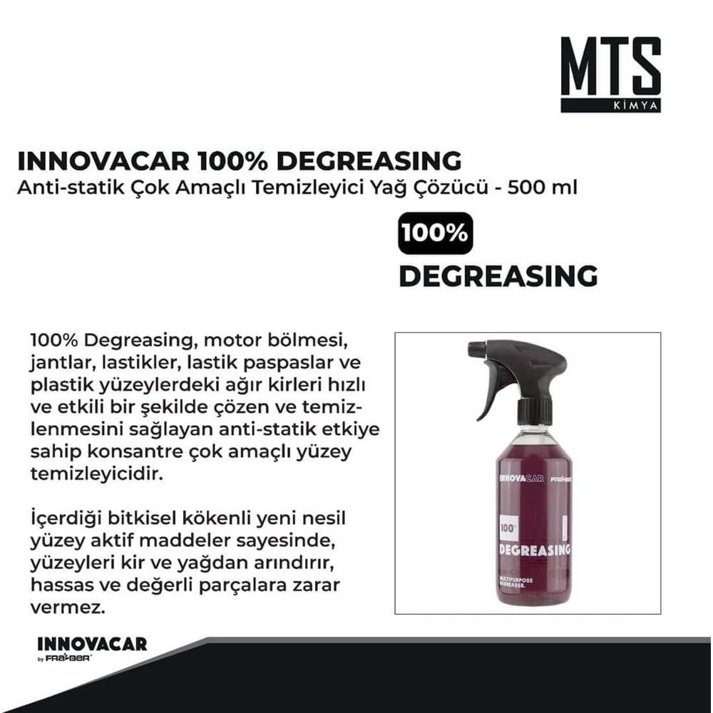 INNOVACAR 100% DEGREASING Anti Statik Çok Amaçlı Temizleyici Yağ Çözücü Konsantre - 500 ml