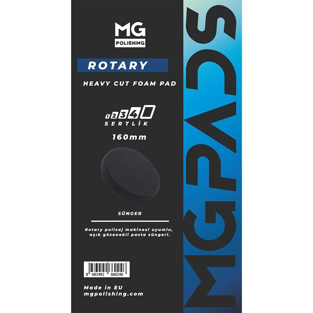 MG PADS Rotary Ağır Kesim Kalın Pasta Süngeri (Gri) - 160 mm