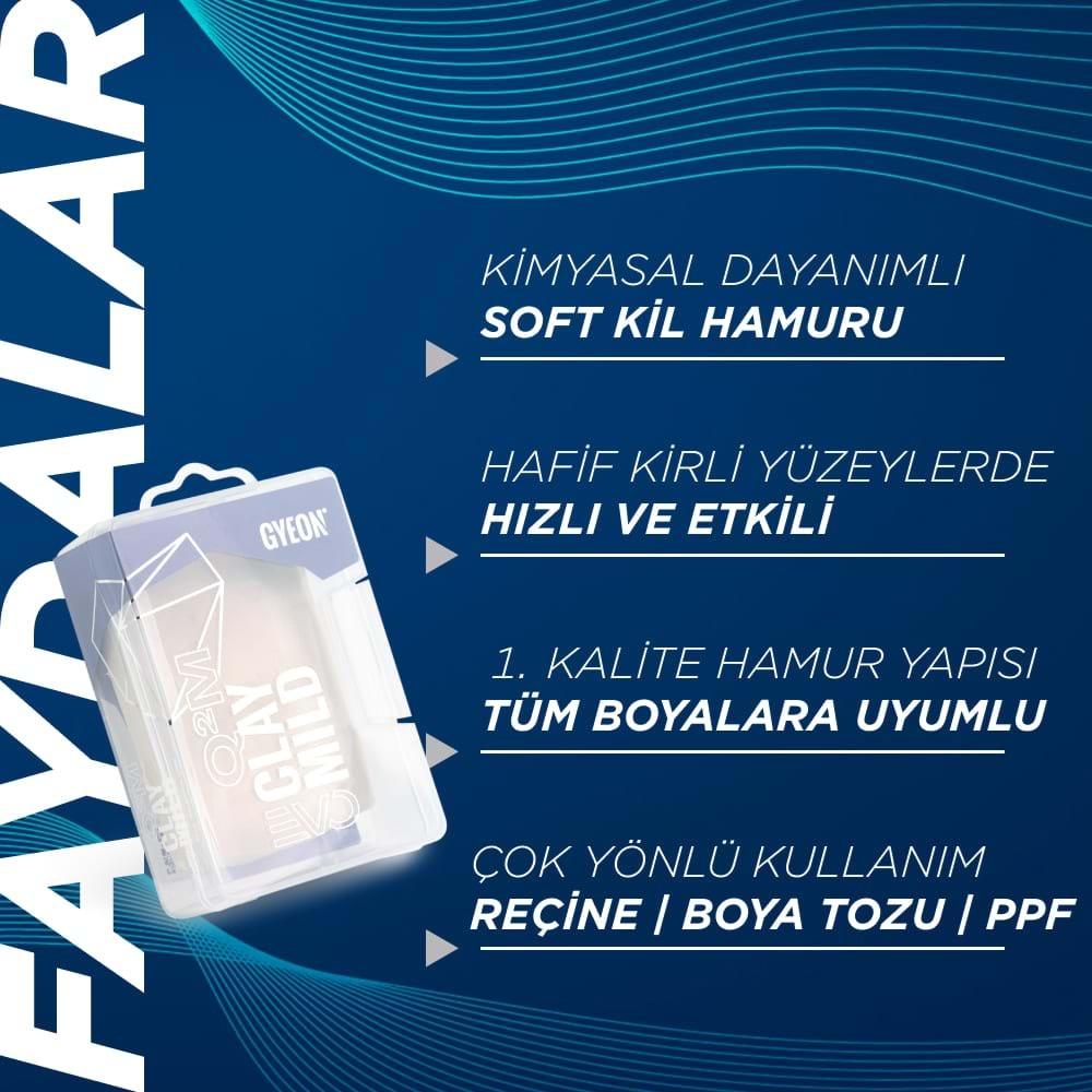 GYEON Q²M Clay Mild EVO Günlük Hafif Yüzey Temizleyici Kil Hamuru - 100 gr -Kimyasala Dayanıklı