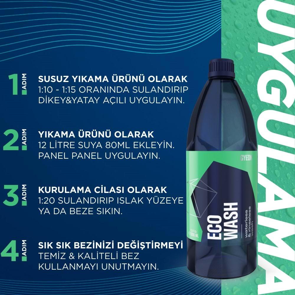 GYEON Q²M ECO Wash Seramik Katkılı Susuz Yıkama Yüzey Temizleyici ve Parlatıcı Cila - 1000 ml