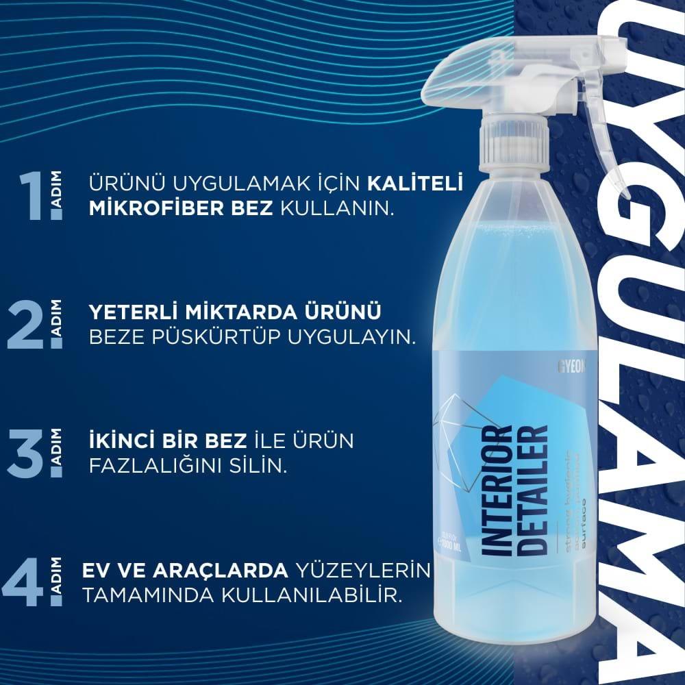 GYEON Q²M İnteriorDetailer Araç İçi Bakteri Virüs Temizleyici - 4000 ml -Alkol Bazlı Dezenfektan