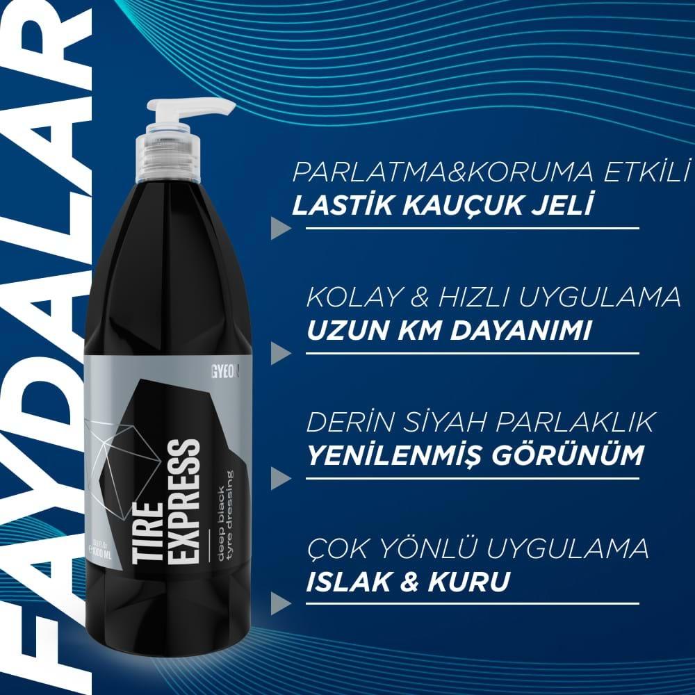 GYEON Q²M Tire Express Lastik Parlatıcı ve Koruyucu - 500 ml -Su Bazlı Jel Oto Lastik Cilası